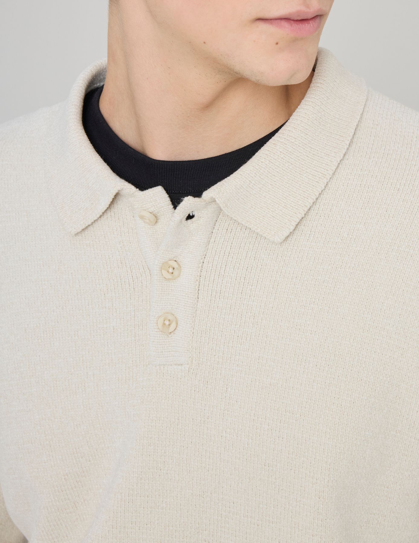 Pull chenille col polo