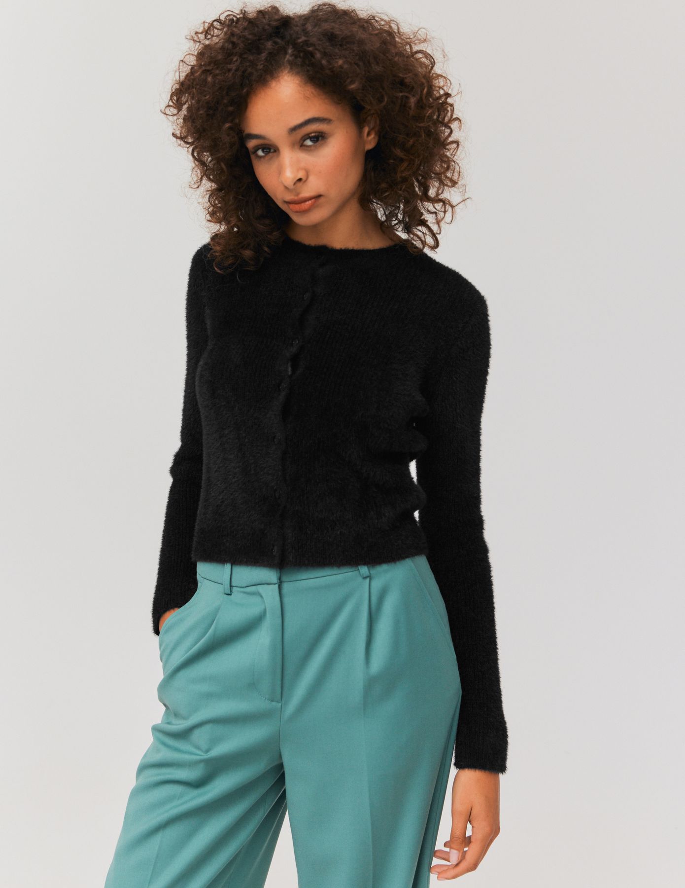 Gilet col rond fluffy