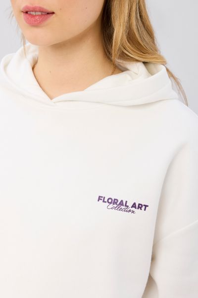 Sweat col capuche imprim&eacute; devant/dos