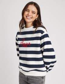 Sweat brodé rayé