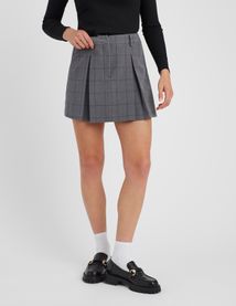 Jupe short pliss&eacute;e &agrave; carreaux