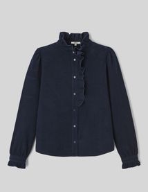 Blouse col montant en velours côtelé
