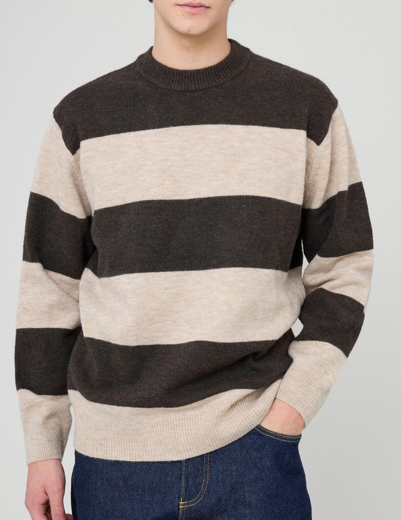 Pull col rond maxi rayures