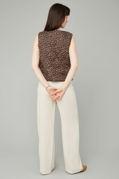 Veste sans manches l&eacute;opard &agrave; noeuds
