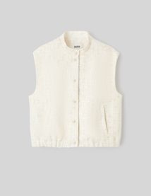 Veste tweed sans manches effet brillant