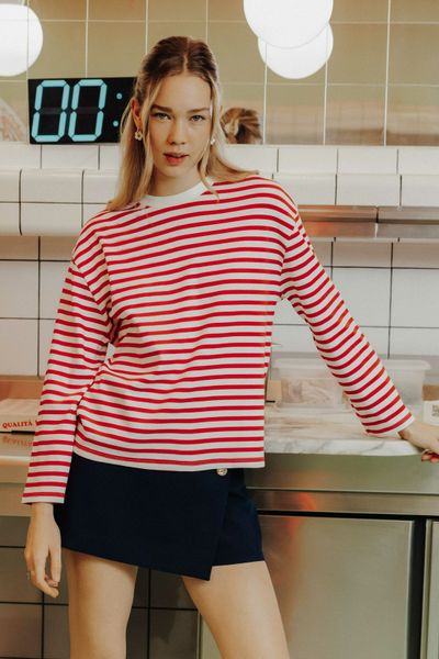 T-shirt manches longues ray&eacute;