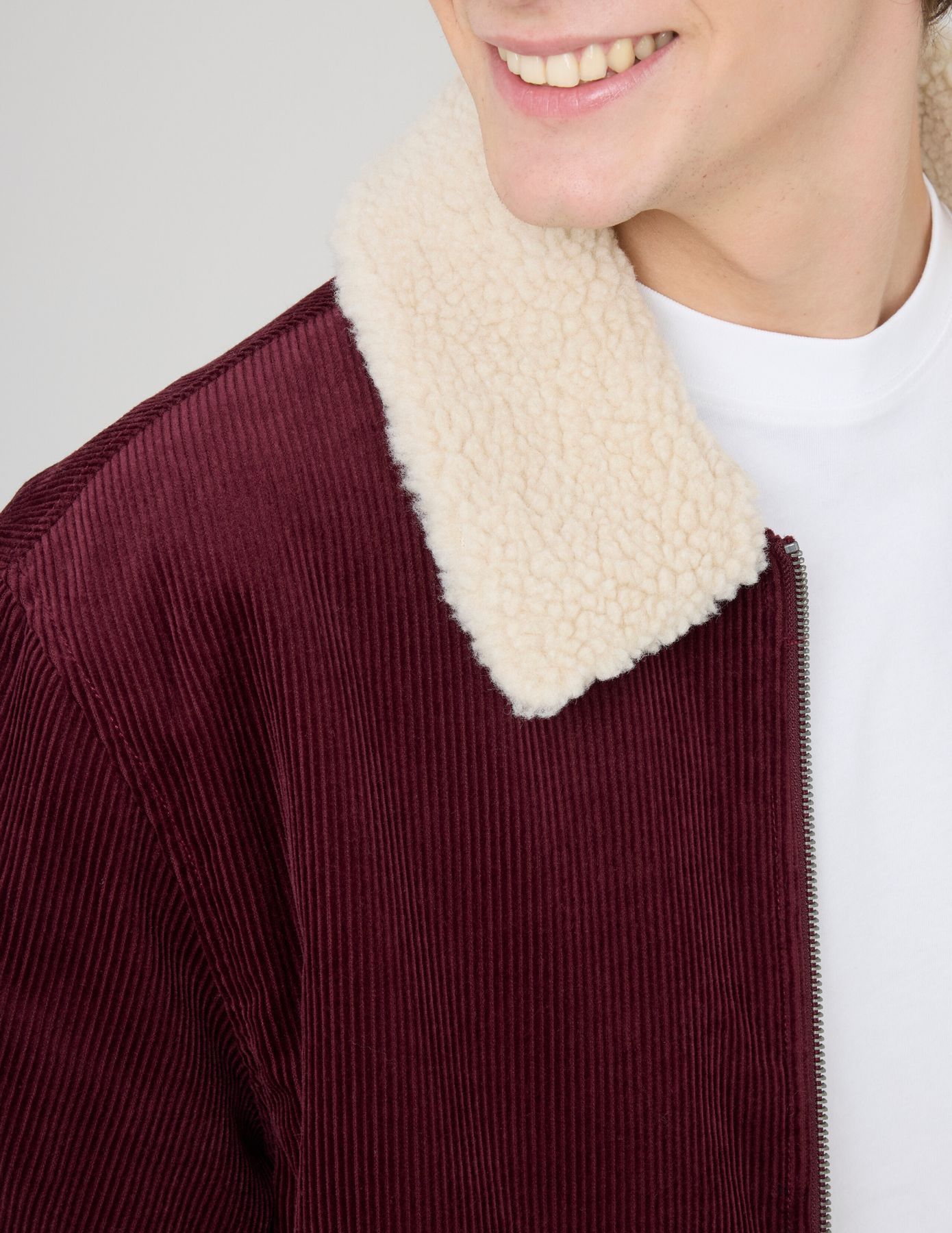 Blouson zipp&eacute; velours col sherpa