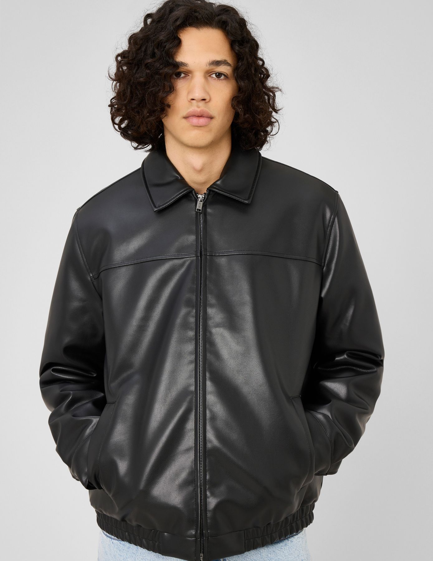 Blouson zipp&eacute; tissu enduit