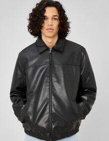 Blouson zipp&eacute; tissu enduit