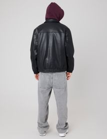 Blouson zippé en tissu enduit
