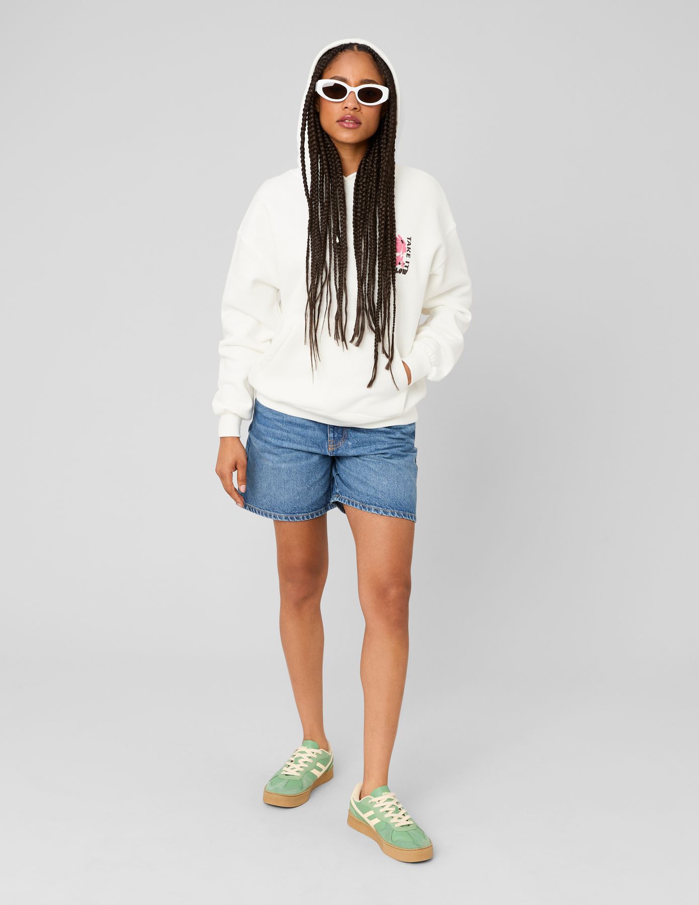 Sweat col capuche imprim&eacute; devant / dos