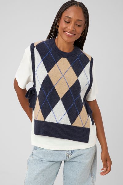 Pull sans manches jacquard