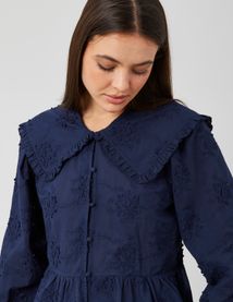 Chemise maxi col broderie 3D