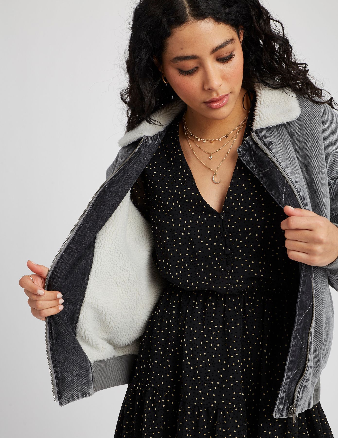 Blouson en jean sherpa