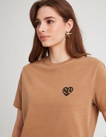 T-shirt broderie léopard