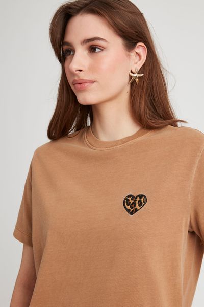 T-shirt broderie léopard