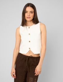 Top sans manches boutonn&eacute;