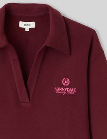 Sweat col polo broderie poitrine