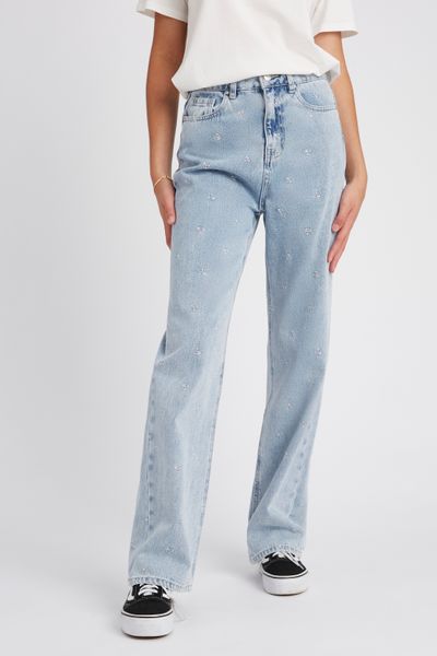 Jean straight brod&eacute;