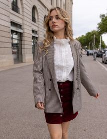 Blazer carreaux polyester recycl&eacute;