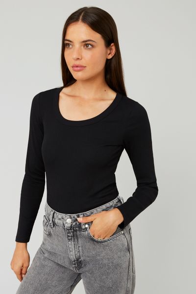 T-shirt côtelé manches longues