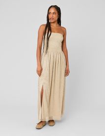 Robe longue bustier brillante