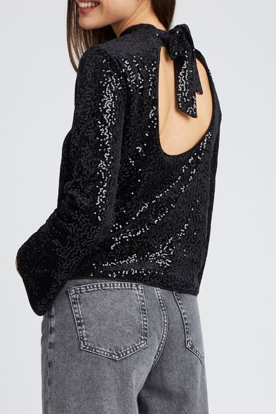 T-shirt dos nu &agrave; sequins