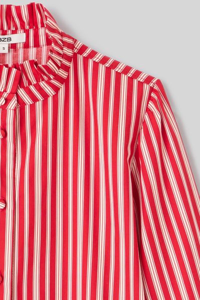 Chemise col montant rayée