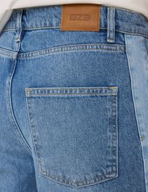 Jean loose &agrave; bandes bicolore