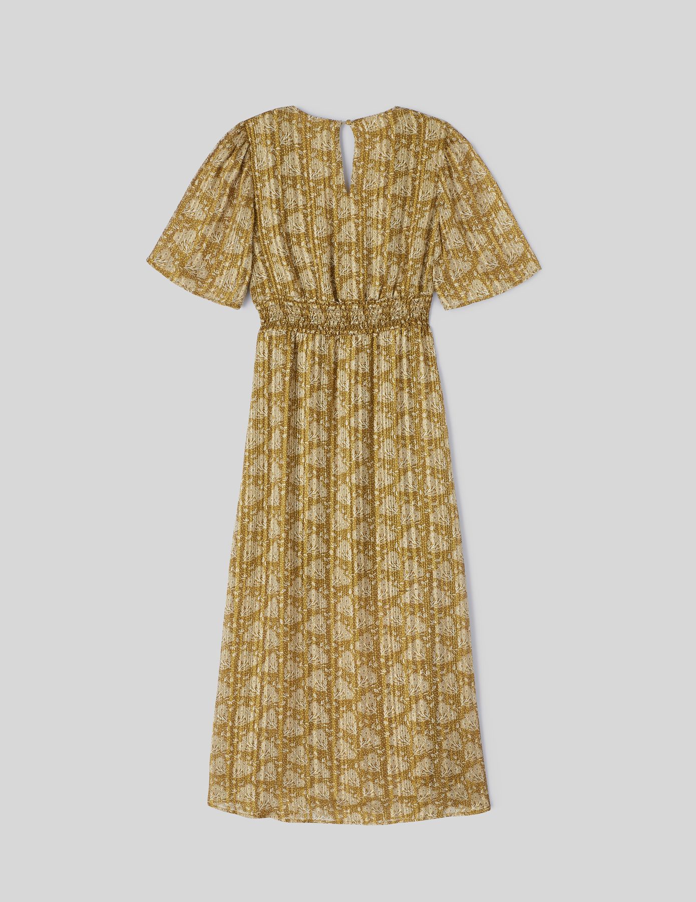 Robe longue imprim&eacute;e en polyester recycl&eacute;