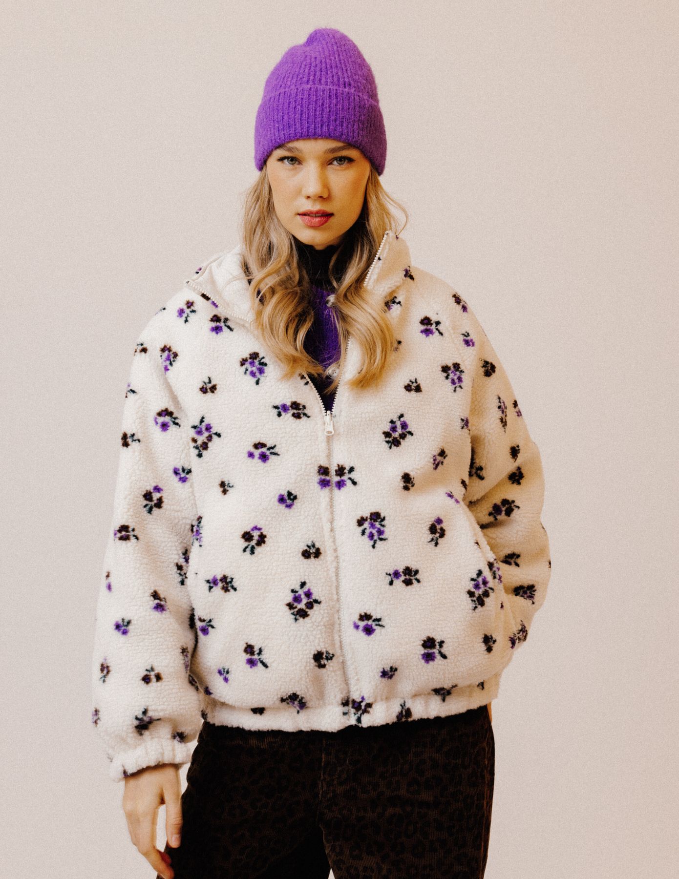 Blouson sherpa imprim&eacute; r&eacute;versible