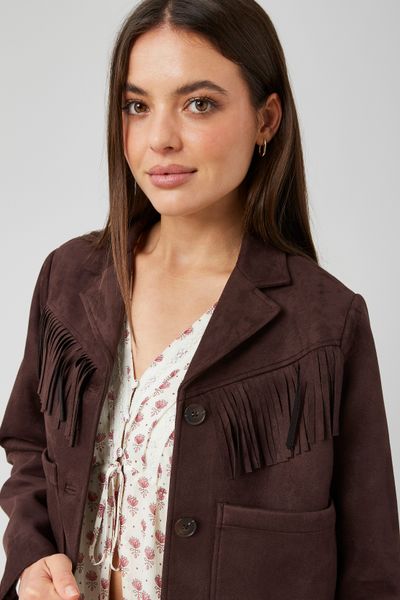 Veste su&eacute;dine &agrave; frange