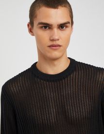 Pull col rond maille ajourée