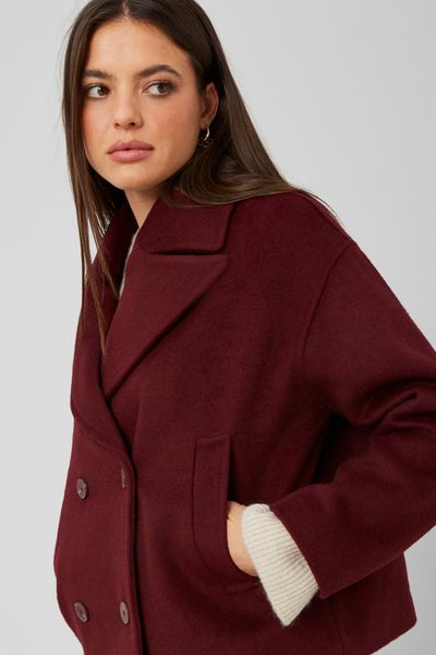 Manteau caban en laine