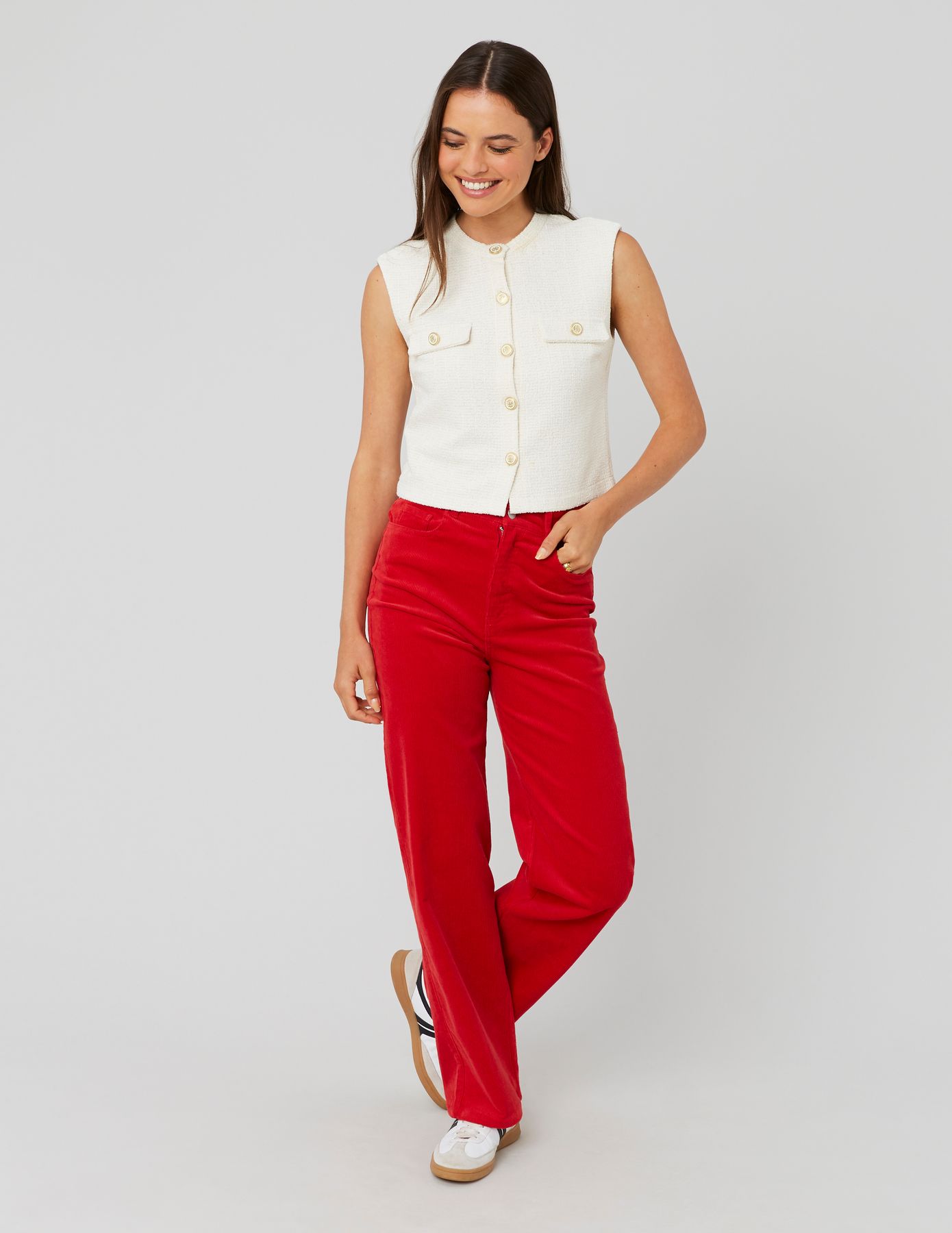 Pantalon straight velours