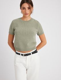 Pull col rond manches courtes