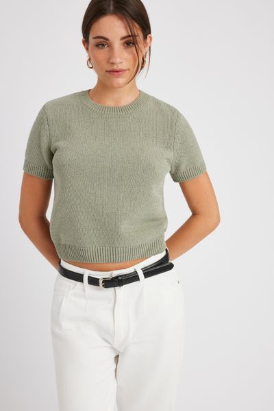 Pull col rond manches courtes