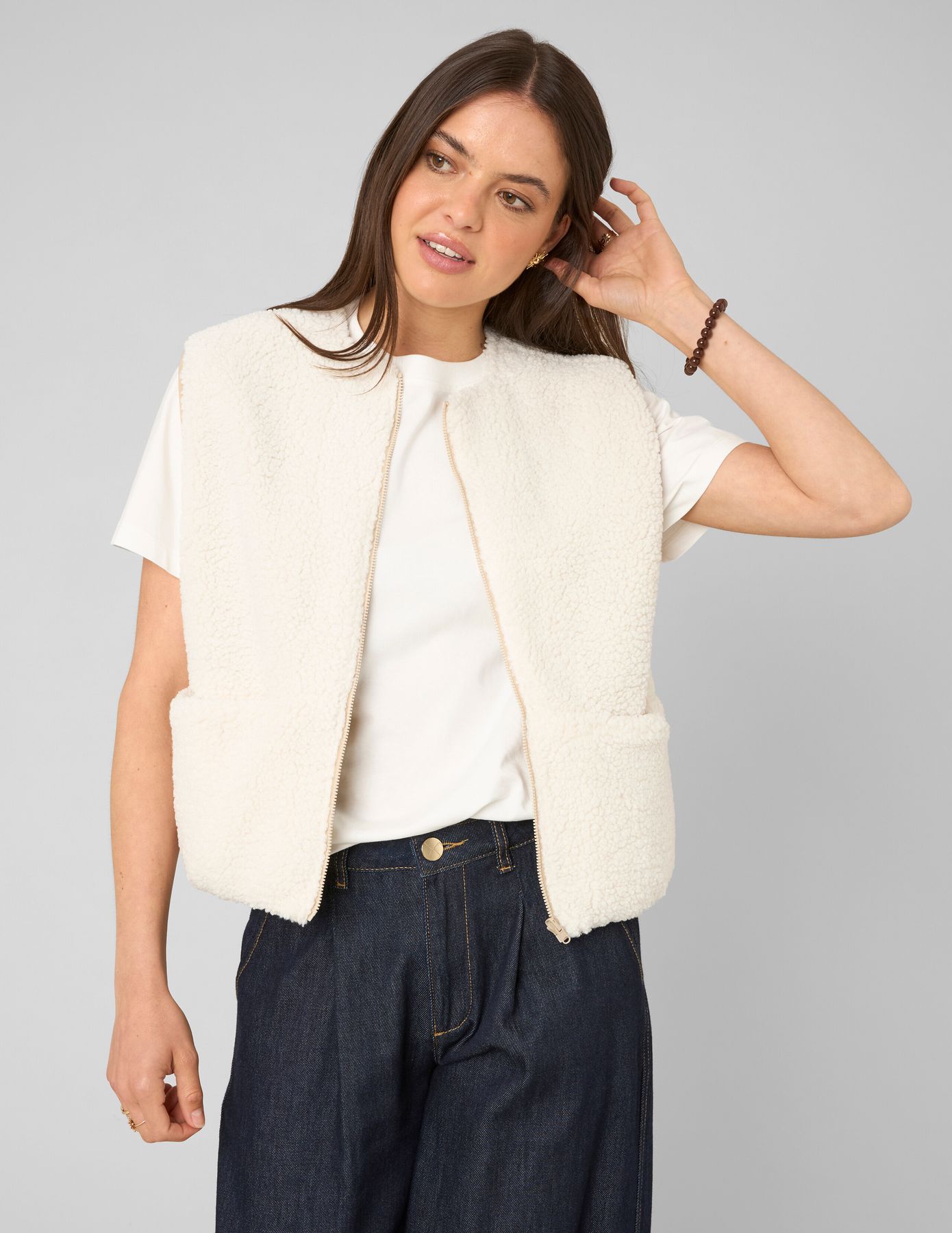 Gilet r&eacute;versible sans manches sherpa