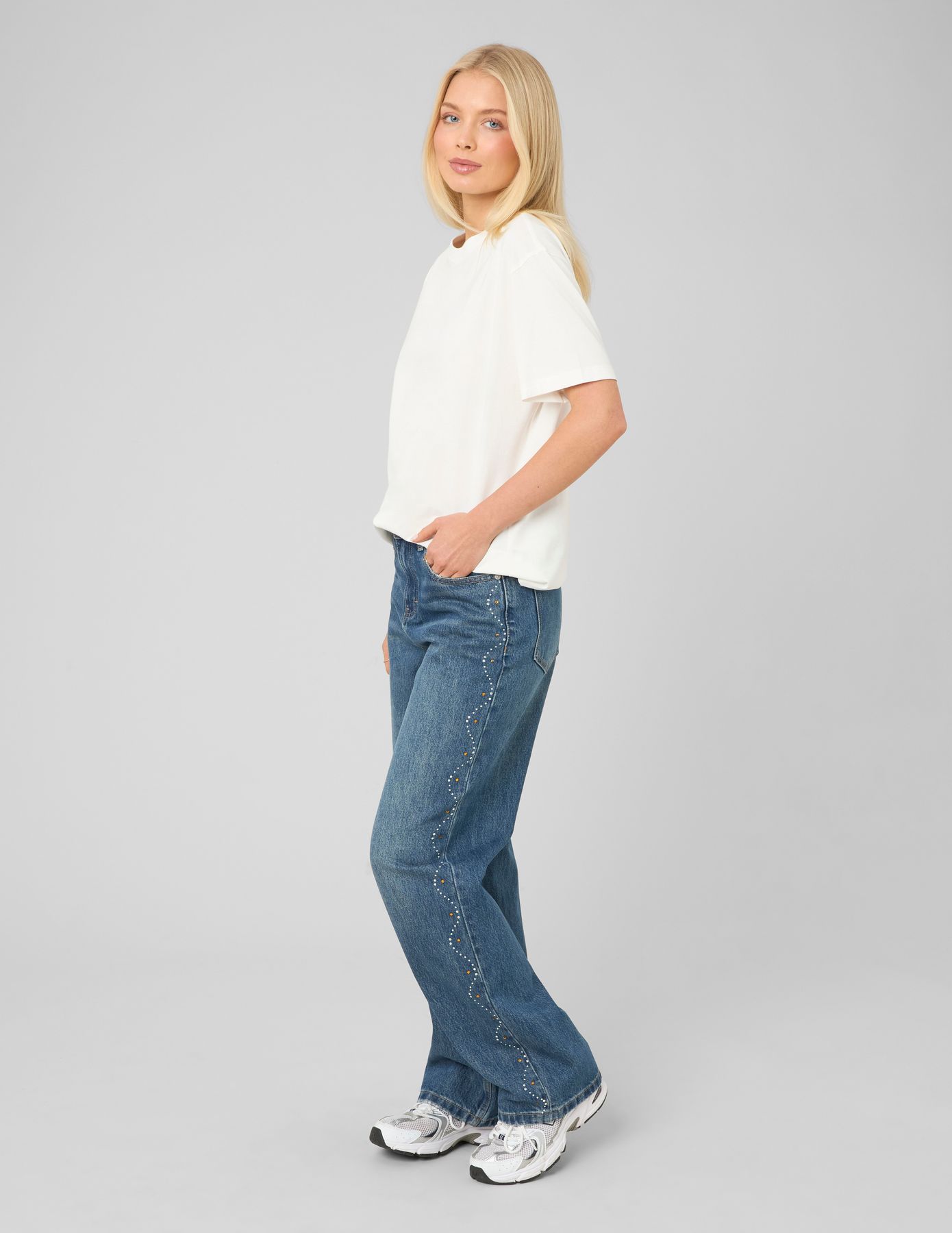 Jean straight strass