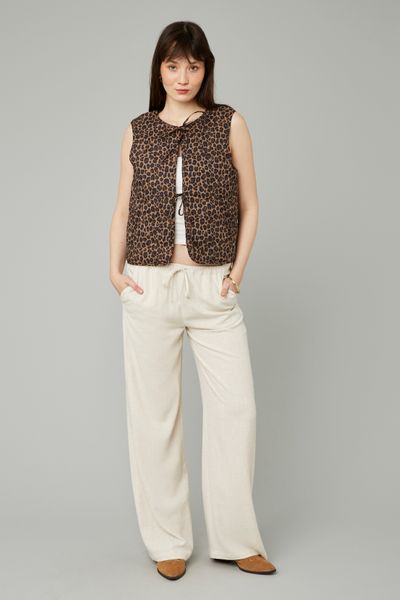 Veste sans manches l&eacute;opard &agrave; noeuds