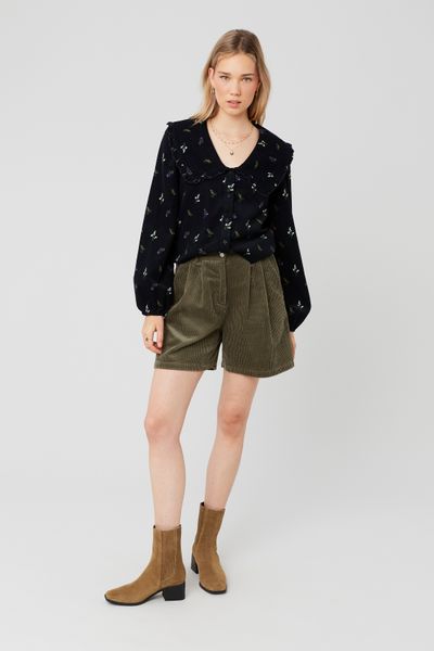 Blouse imprimée en velours côtelé