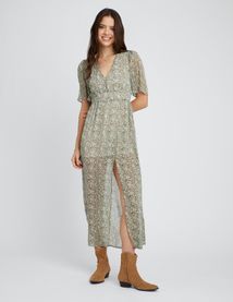 Robe longue imprimée en polyester recyclé