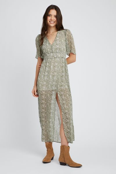 Robe longue imprimée en polyester recyclé