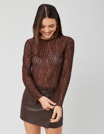 T-shirt manches longues en dentelle