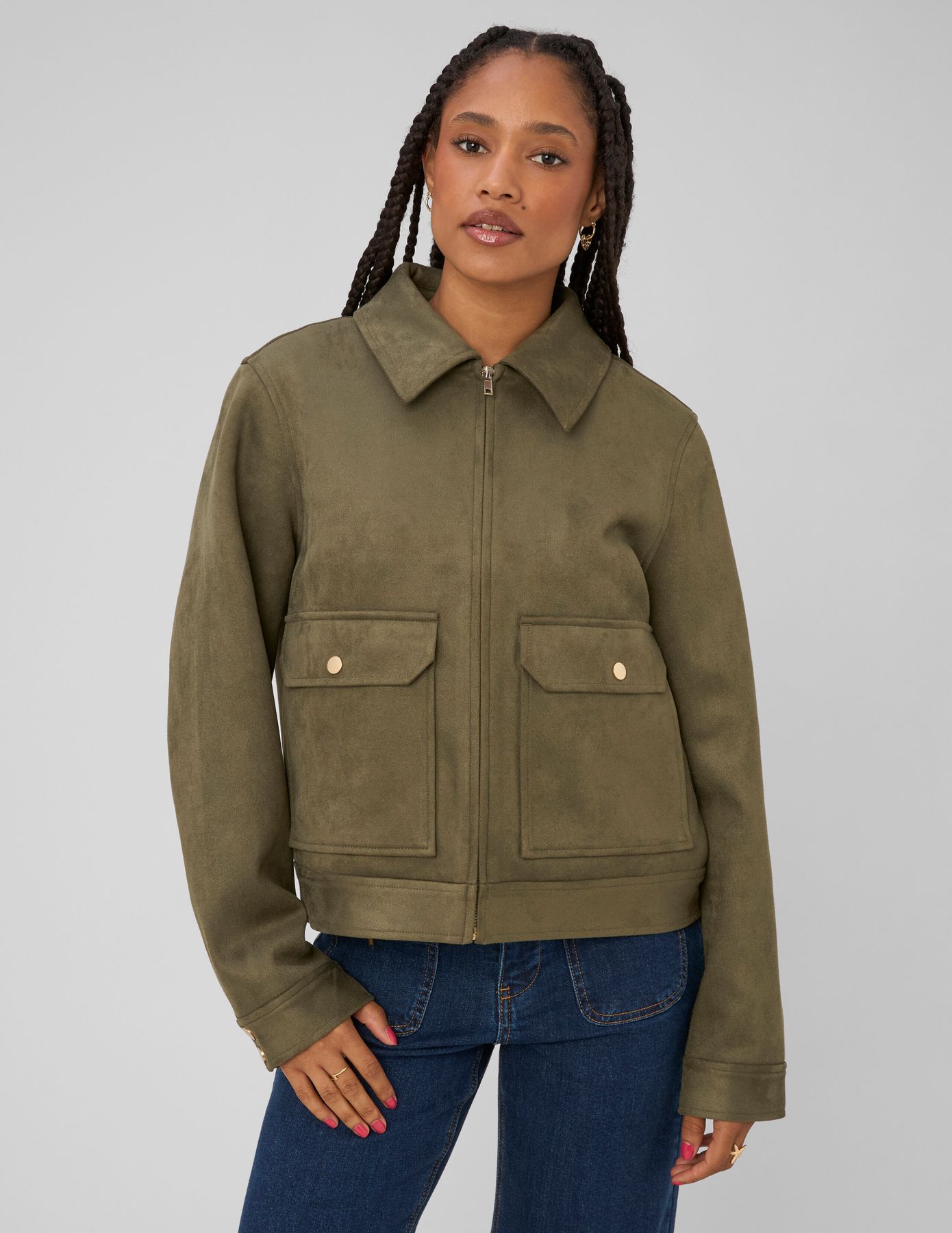Veste zipp&eacute;e en su&eacute;dine