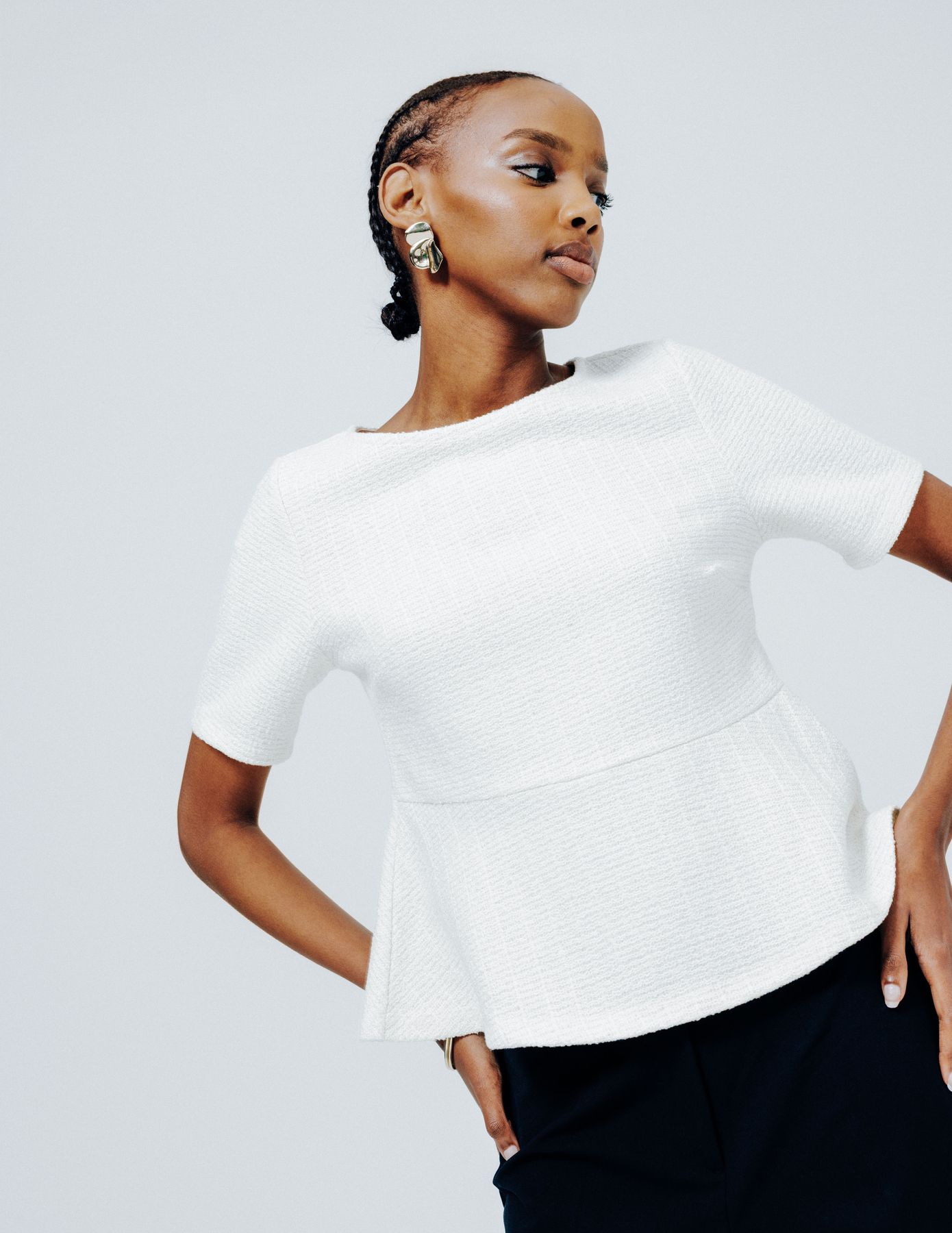 T-shirt peplum en tweed