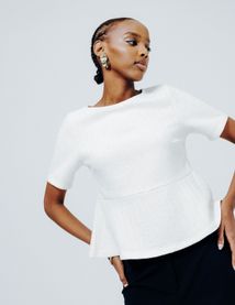 T-shirt peplum en tweed