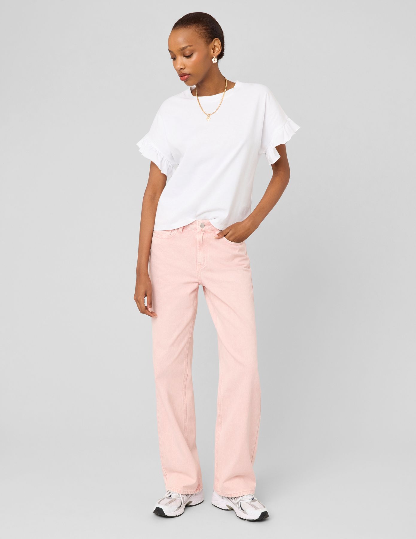 Jean wide leg denim rose