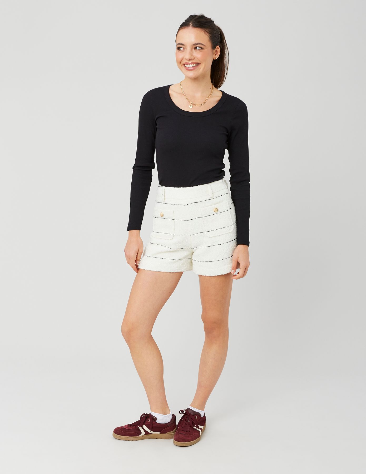 Short en tweed rayé