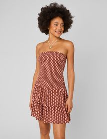 Robe courte imprim&eacute;e bustier